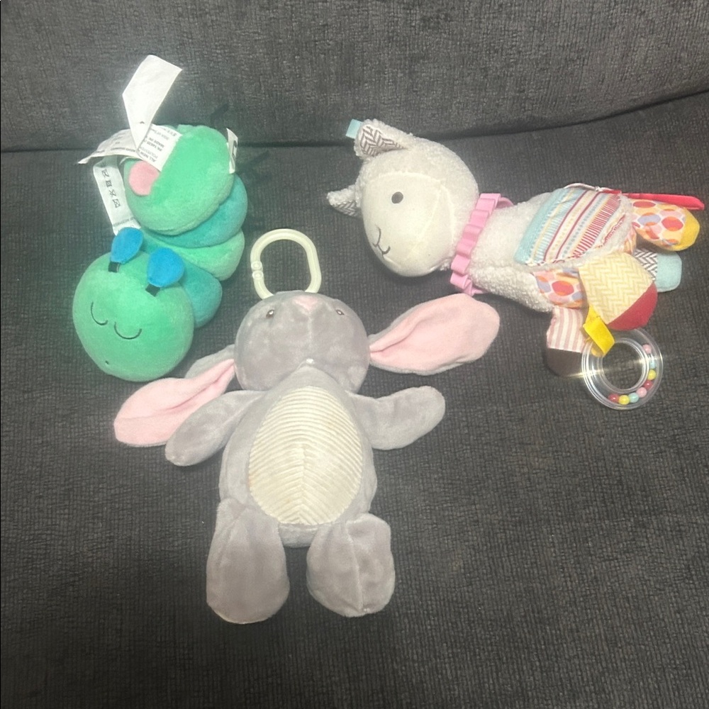 Adorable Gray and Pink Elephant Plush Toy rattles